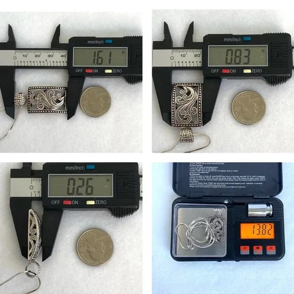 Silpada Sterling Silver Paisley Open Scroll Pendant Necklace & Earrings Set 20" - Picture 9 of 16